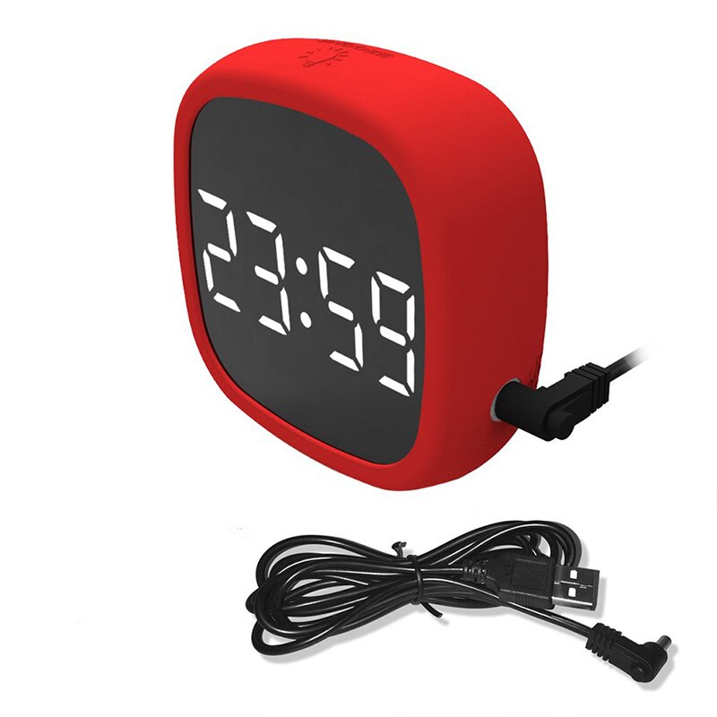 Led Digital Clocks Travel Snooze Alarm Clock Dimming Touch Magnet Electrontic Clock Home Screen Silicone Voice Control Clock: Red