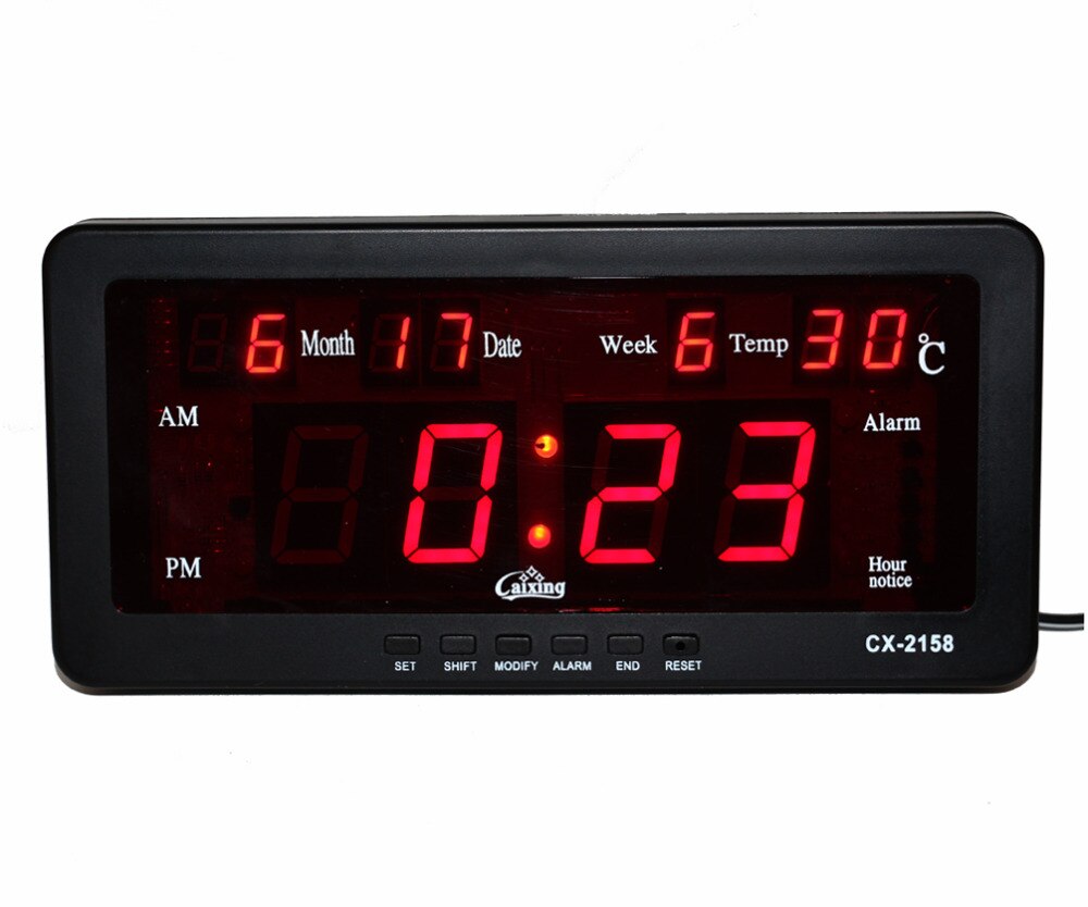 Electronic LED Digital Calendar Alarm Clock with Temperature date and week Desk or Wall Mount for Living Room Study Shelf