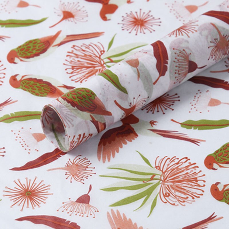 10pcs/lot 50x70cm DIY Flora Fauna Tissue Paper Wrapping Paper Clothing Packing Flower Bouquet Packaging Paper Craft Paper: Parrot 10sheets