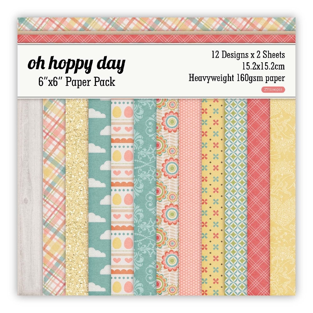 Hoppig dag Scrapbooking papier pack van 24 sheets handgemaakte ambachtelijke papier ambachtelijke Achtergrond pad