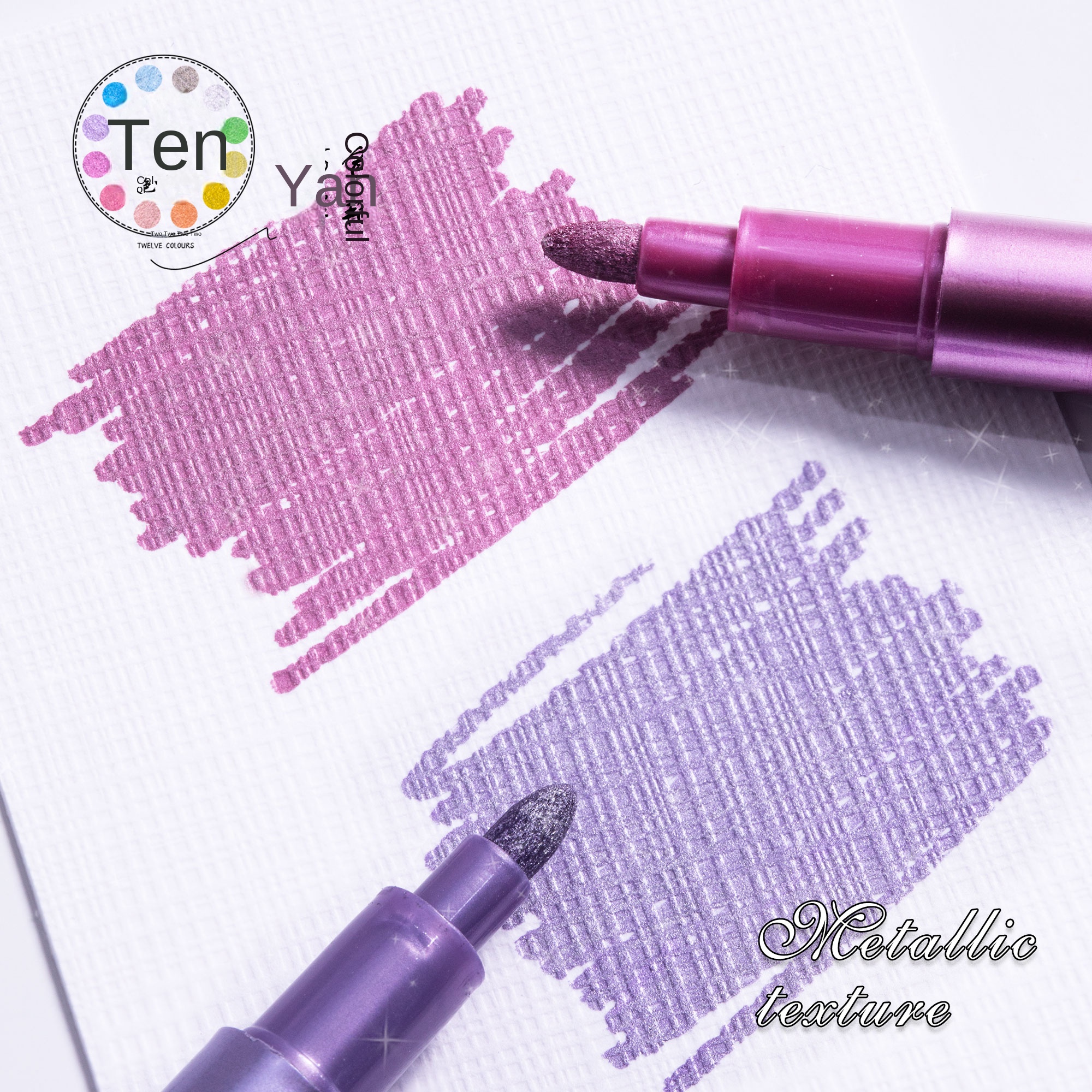 12 Kleuren Metallic Marker Pen Hars Tekenpen Acrylverf Diy Highlights Permanente Marker Diy Card Art Benodigdheden Briefpapier