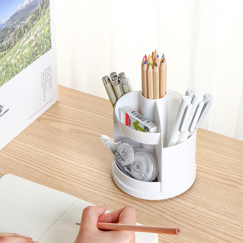 Multi-function 7 Grids Office Desktop Rotating Pen Holder Stationery storage Box Pencil Case Desk Organizer Office Supplies