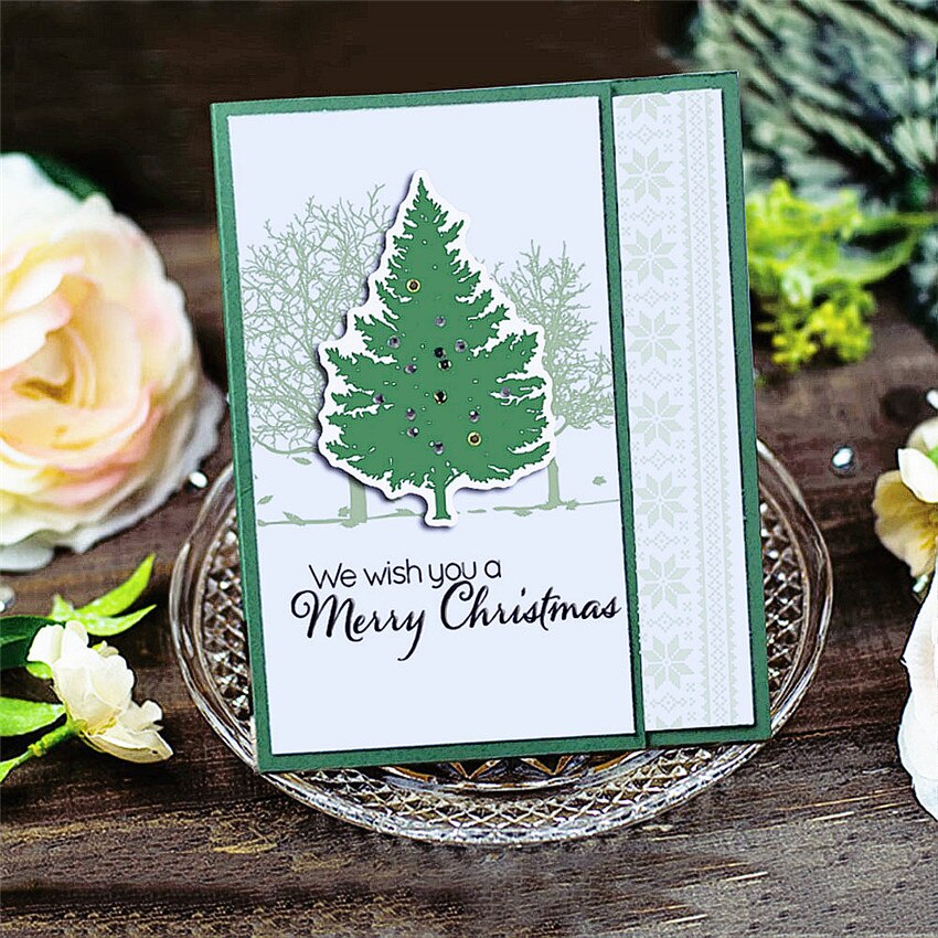 11x15.5cm arbre de noël transparent joint clair timbres silicone joint TPR rouleau timbres album à faire soi-même album/carte matrices de découpe