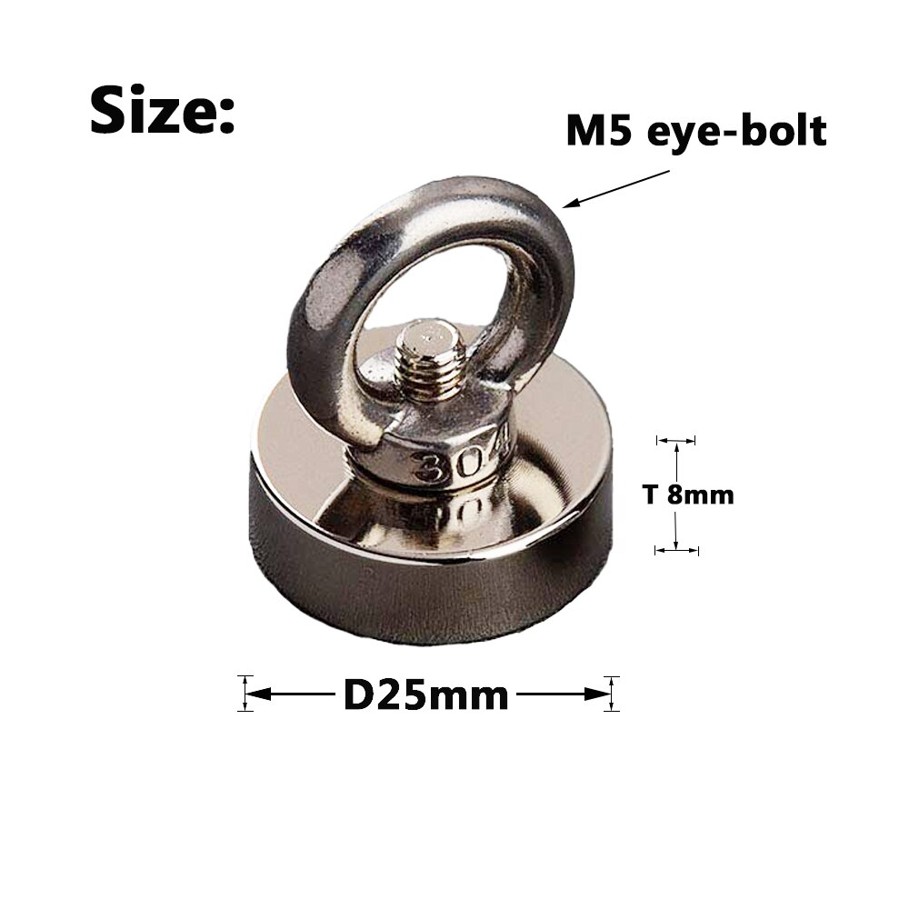Sterk neodym magnet fiskekrok søkemagneter 0-80kg for vannmåler magnetisk utstyr holder: 0-20kg 1pc