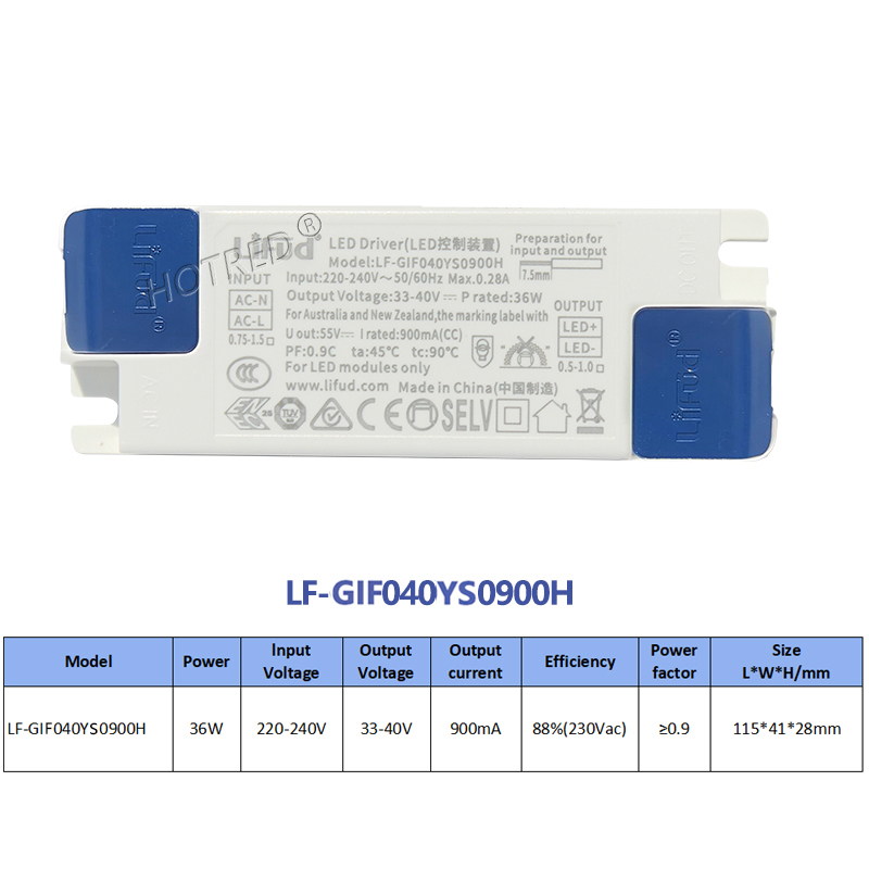 LiFud LED pilote GIRxxxYM YS 8W 30W 40W 50W 60W sans scintillement LED transformateur 350mA 600mA 900mA 1000mA 1200mA 1300mA 1400mA 1500mA