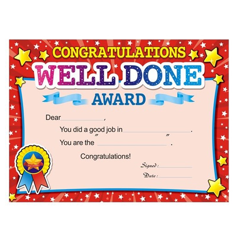 Récompense de certificat en anglais de , 50 pièces, fournitures d'enseignement, récompenses pour étudiants, papier de certificat de formation en anglais