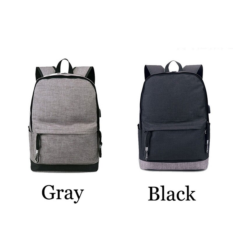 Canvas Rugzak Mannen Casual Back Pack Usb Hoge Schooltassen Voor Tieners Jongens Schooltas Tieners Zwart Grote Capaciteit Mannelijke Bagpack