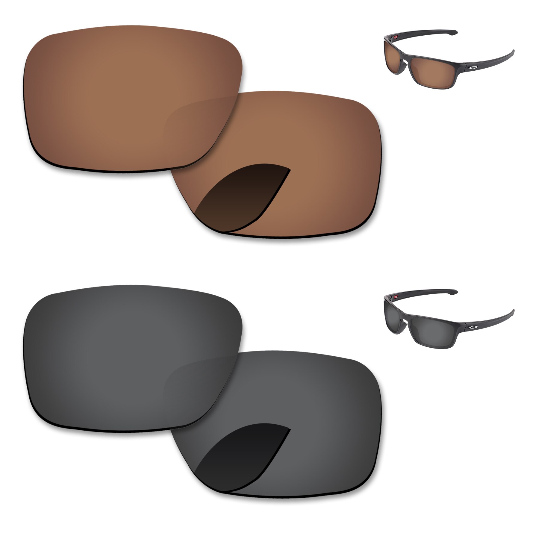 Alphax Ersatz Linsen für-Oakley Splitter Stealth OO9408 Sonnenbrille Polarisierte-Mehrere Optionen: 2 Pairs-Black-Brown