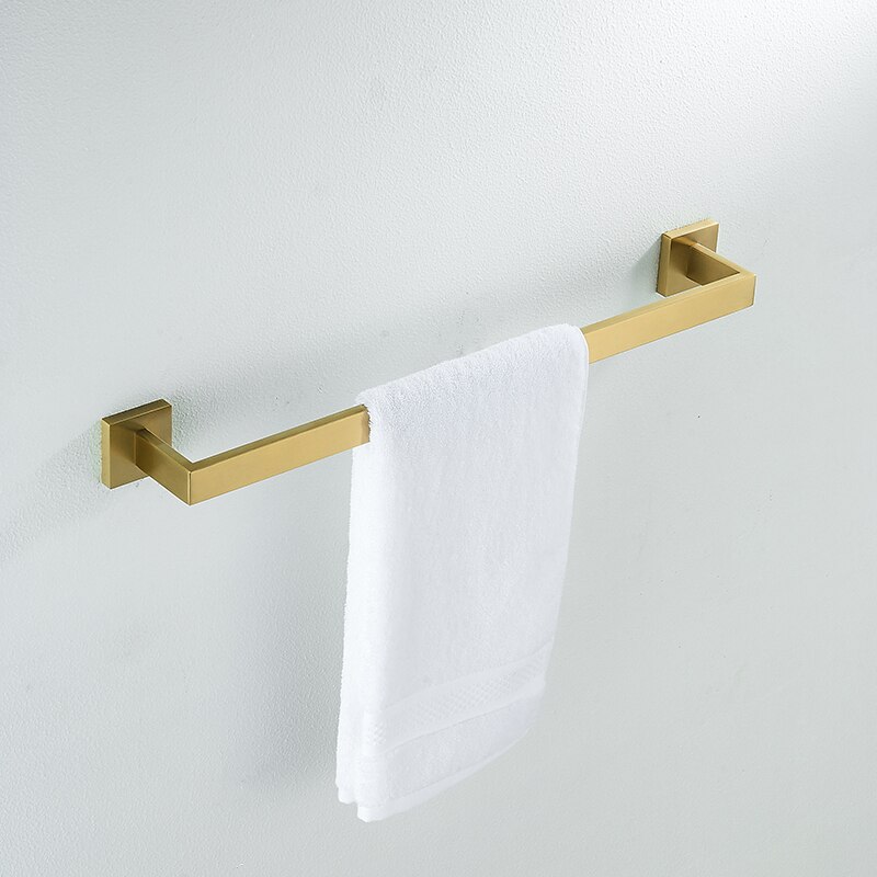 Set di accessori per il bagno in oro spazzolato appendiabiti portasciugamani portasciugamani Bar scaffale porta carta velina accessori per il bagno
