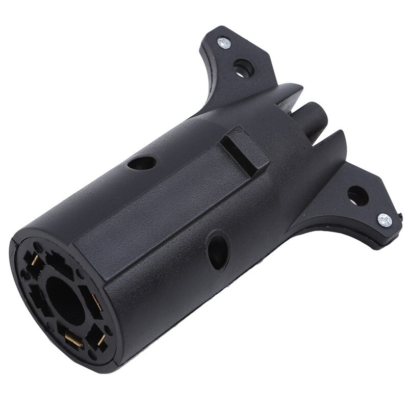 Black 7 Way Round To 4 Pin Flat Trailer Connector Adapter Plug Truck Accessories Trailer Parts