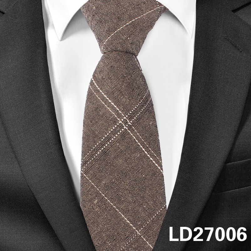 Jeans Neck Ties For Men 6cm Skinny Denim Cotton Ties Casual Solid Necktie Plaid Narrow Gravata Business Suits Tie: LD27006