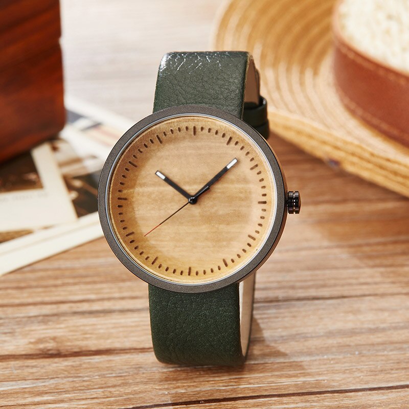 Dam män bambu trä klocka herr dam trä armbandsur läder retro par klocka klocka reloj de madera relogio masculino: Bokträ