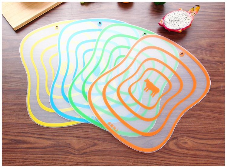 Non-slip Frosted Kitchen Cutting Board Transparent bendable scrub classification cut board plastic fruit chopping board