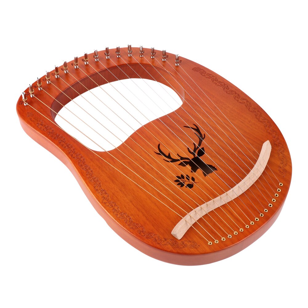 Lyre Harp 16 Metal Strings Handheld Harp Mahogany Body String Instrument