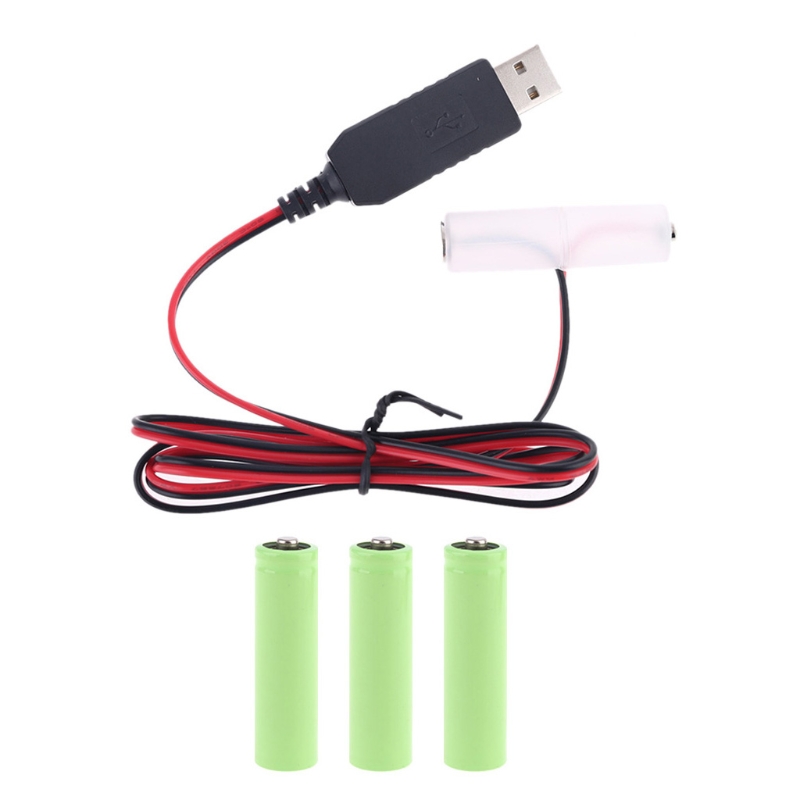 Battery Eliminator USB Power Supply Cable Replace 1.5V AA Battery For Radio Electric Toy Clock LED Strip Light Calculator: Beige
