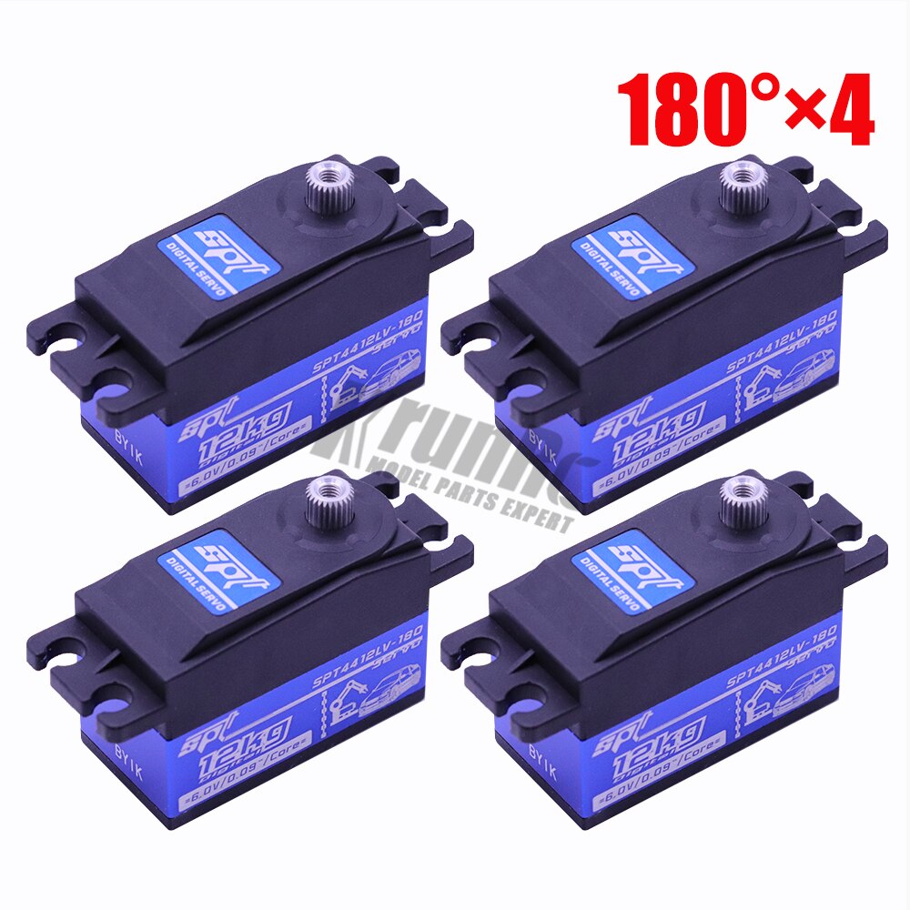 SPT4412LV 12kg Large Torque Metal Gear Standard Digital Low Profile Servo 1/10 RC Car 3racing SAKURA D4 CS Airplane Roboit Arm: 4 pcs 180