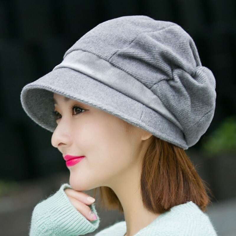 H7703 boina feminina chapéu outono inverno de alta qualidade moda coreana casual boinas boné japonês quente simples ao ar livre estudante menina chapéus: Cinza