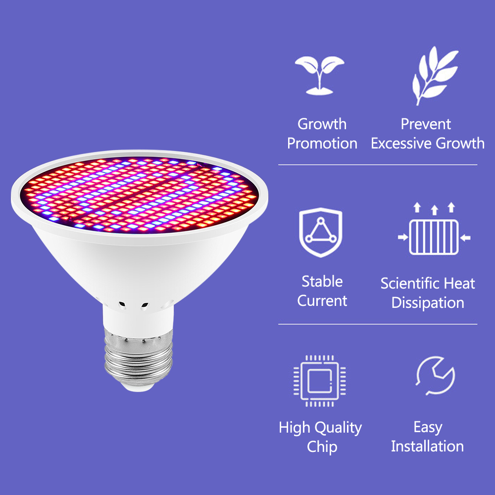 Red&amp;Blue Spectrum LED Grow Light Bulb for Indoor Plants 126/200/300 LEDs Plant Light Bulbs E27 Seedlings Hydroponic Growing Lamp