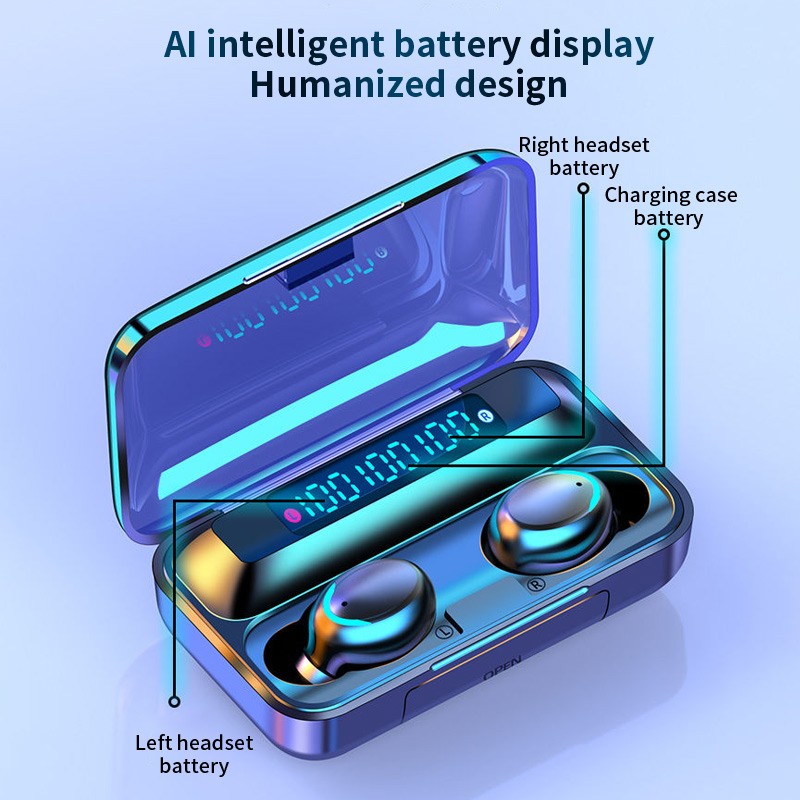 Echte draadloze bluetooth-oortelefoon met touchbediening, sporthoofdtelefoon, mini-oordopjes, stereobas,  f9 waterdichte draadloze headset met microfoon, android