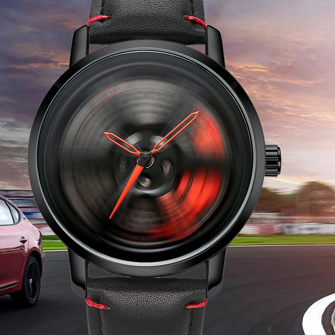 Reloj con cubo de rueda de coche NS para hombre, reloj deportivo minimalista a la , reloj de cuarzo informal de cuero con calendario