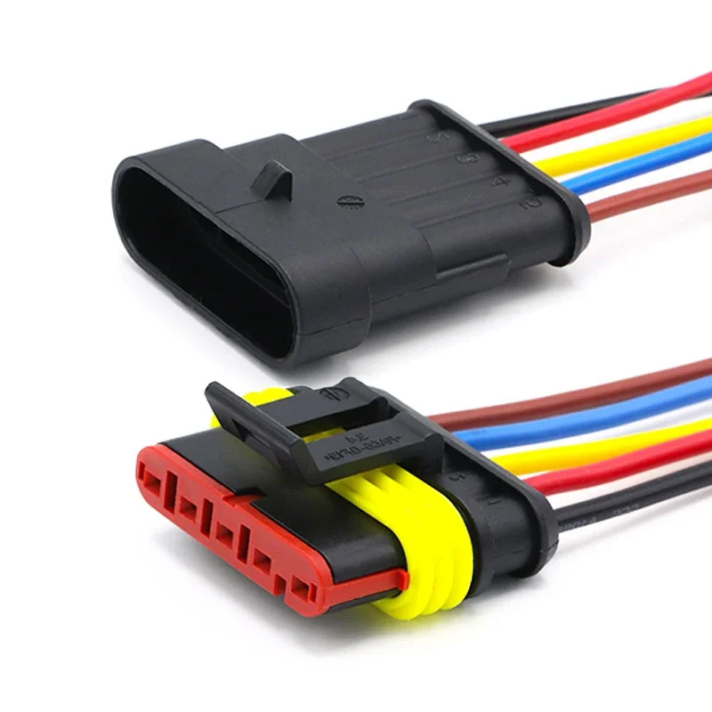5 conjuntos amp 1p 2p 3p 4p 5p 6p maneira à prova dwaterproof água elétrica auto macho fêmea conector plug com chicote de cabo de fio para carro motocicleta: Marrom / 10-19 Pcs