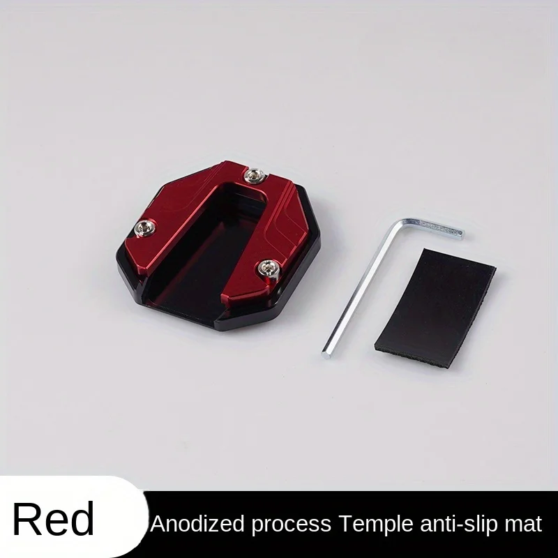 Extensor Universal de soporte para motocicleta y patinete, soporte lateral para pie, placa de soporte antideslizante, Base agrandada: Rojo