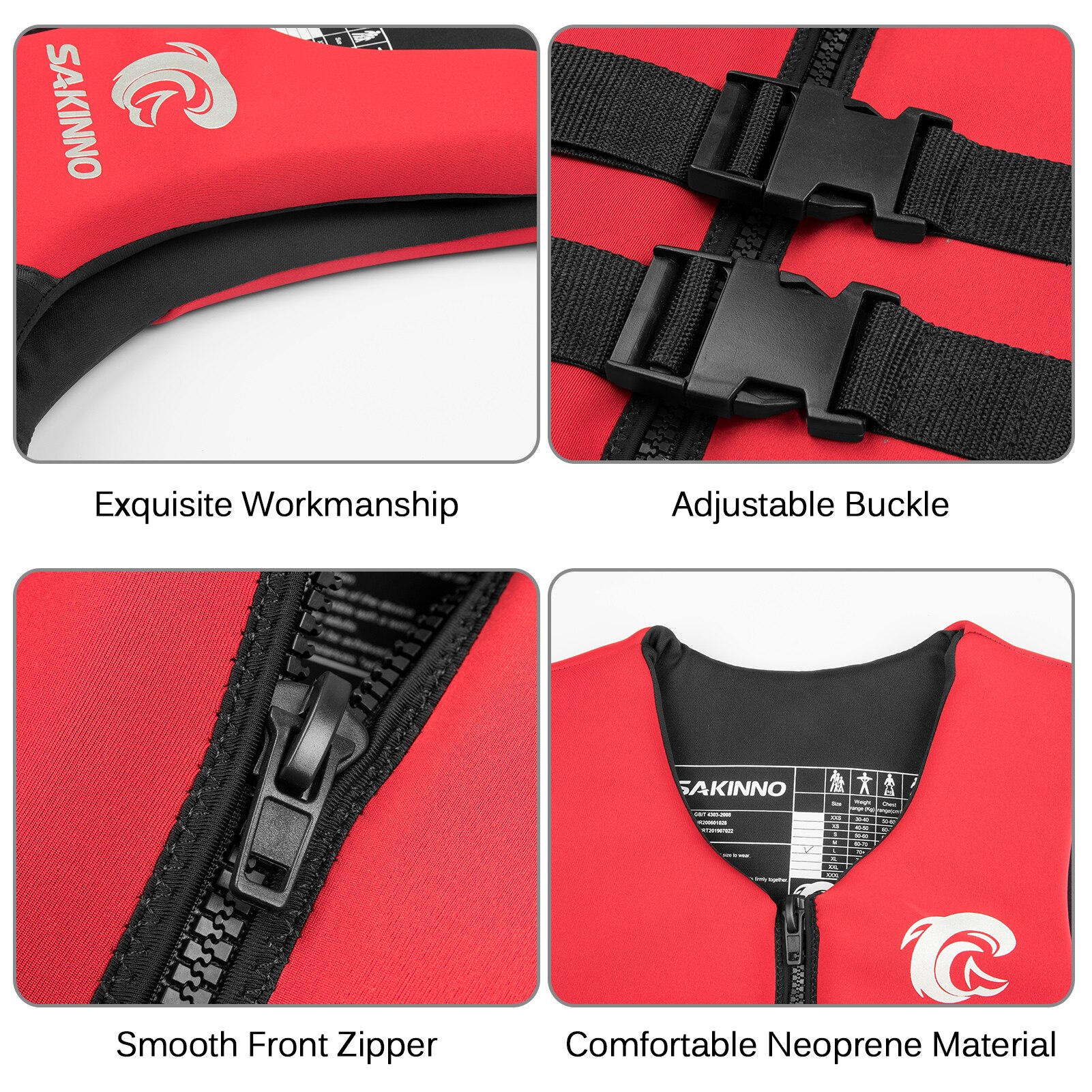 SAKINNO Water Sports Life Jacket Buoyancy Life Saving Vest for Kids/Adults Fishing Boating Kayaking Surfing Outdoor fishing vest