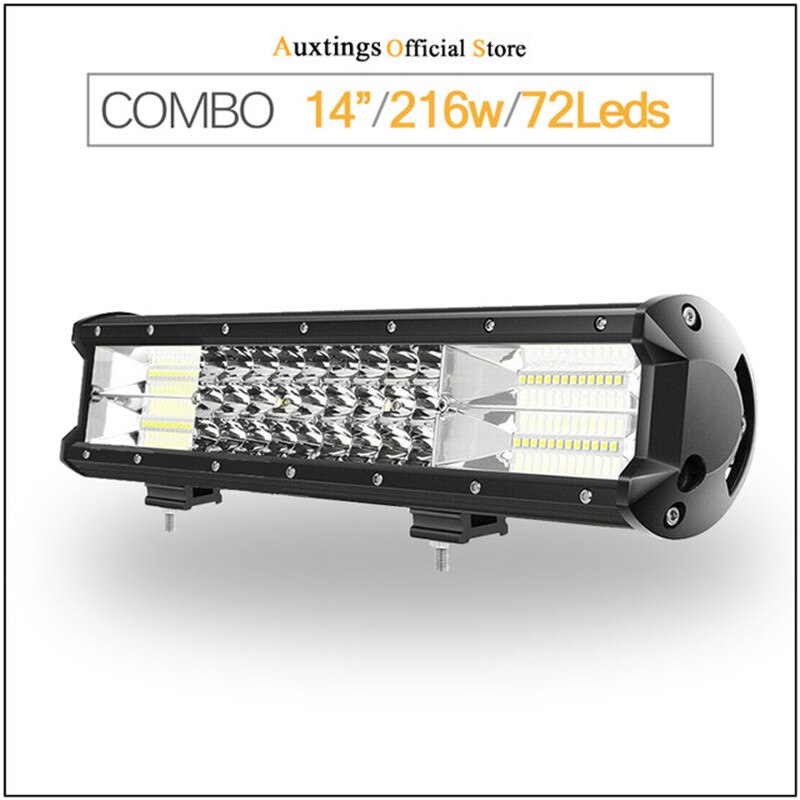 Auxtings 5 " 14 " 2 " 17 " 20 & 23 ; & #39 #39 3- riviä led-valopalkki maastoajoon led-palkki yhdistelmäkeila led-työvalopalkki kuorma-autoon, katumaasturiin, mönkijään 4 x 4 4wd 12v 24v: 216w ei johtoja