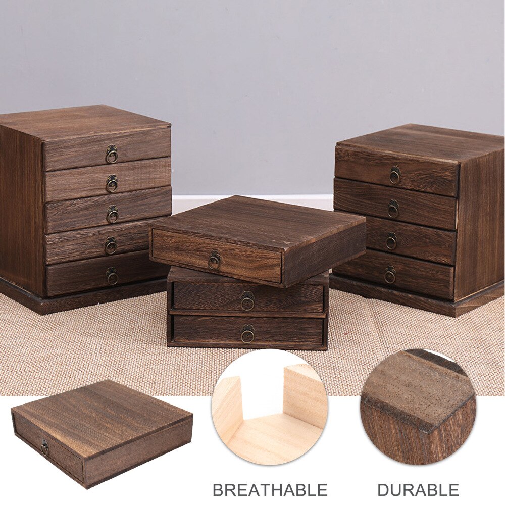 1 Set of Wood Tea Box Tea Chest Box Drawer Tea Box Wood Storage Tea Cake Drawer