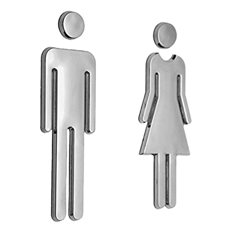 Een Paar Mannen Vrouwen Wc Deur Teken Hotel Winkelcentrum Wc Deur Teken Deur Accessoires: Silver