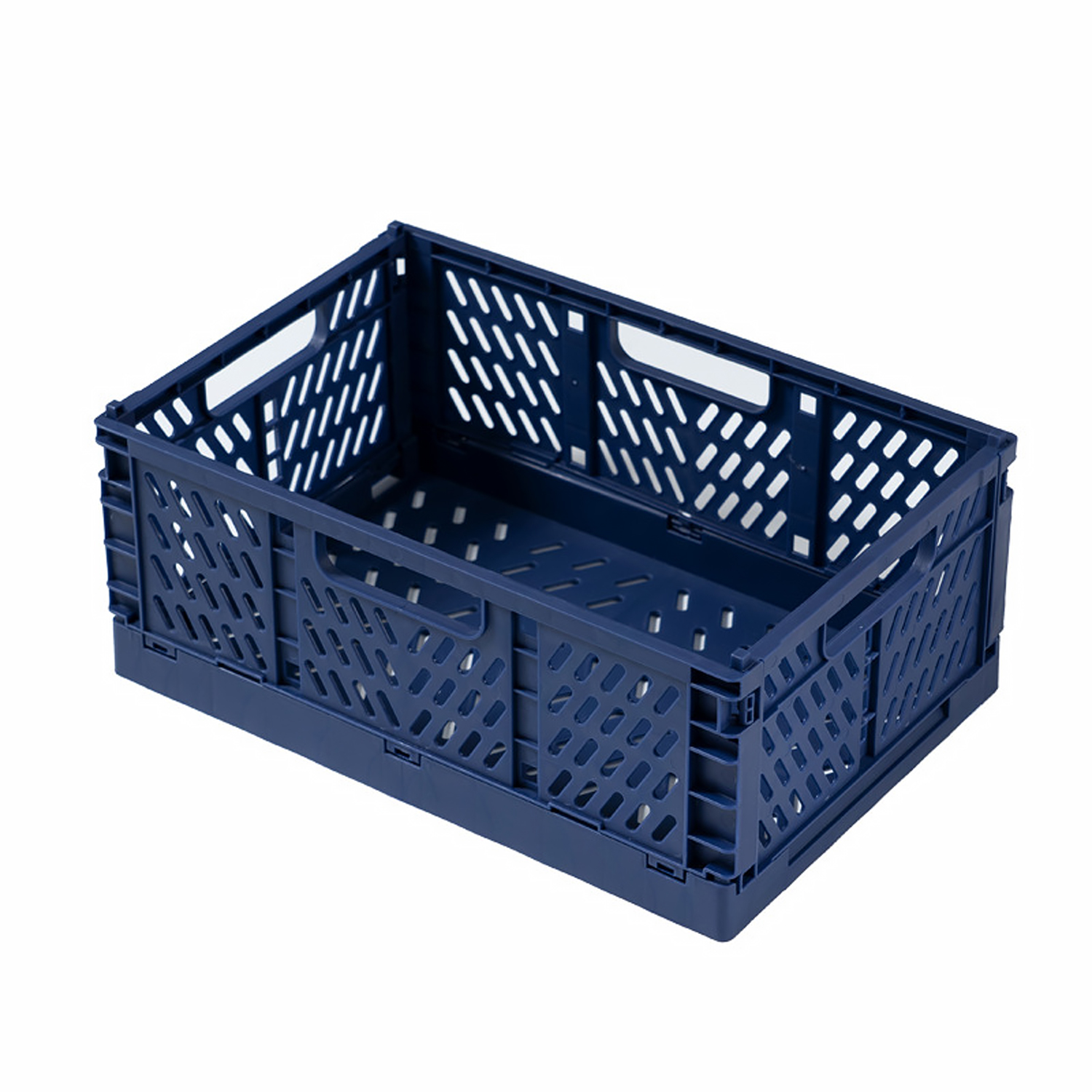 1Pcs Plastic Foldable Storage Crate Folding Basket Portable Stackable Makeup Jewellery Toys Boxes for Storage Box Organizer: L / DEEP BLUE