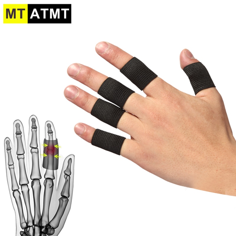 Mtatmt 10 stk / sæt finger ærmer understøtter tommelfingerbøjle beskytter åndbart elastisk fingertape til basketball, tennis, baseball