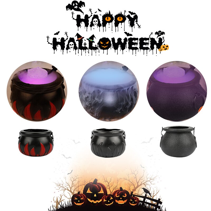 3 enchufes Halloween bruja máquina de humo máquina de niebla fuente de agua máquina de niebla cambio de Color decoración festiva