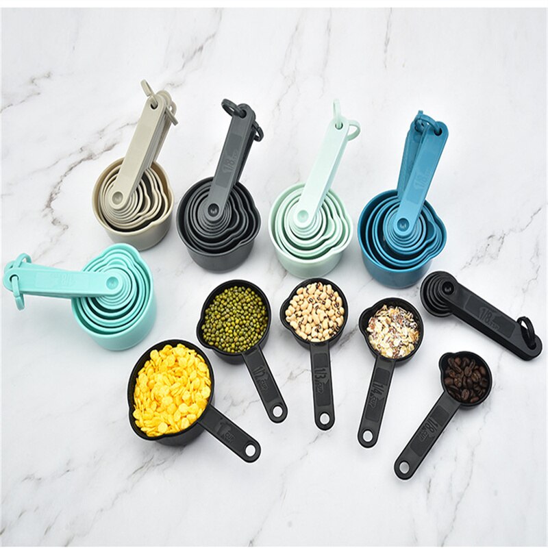 5/10/11pcs Multifunction Purpose Coffee Sugar Spoons Cup Measuring Tools PP Baking Accessories Plastic Handle Kitchen Gadgets