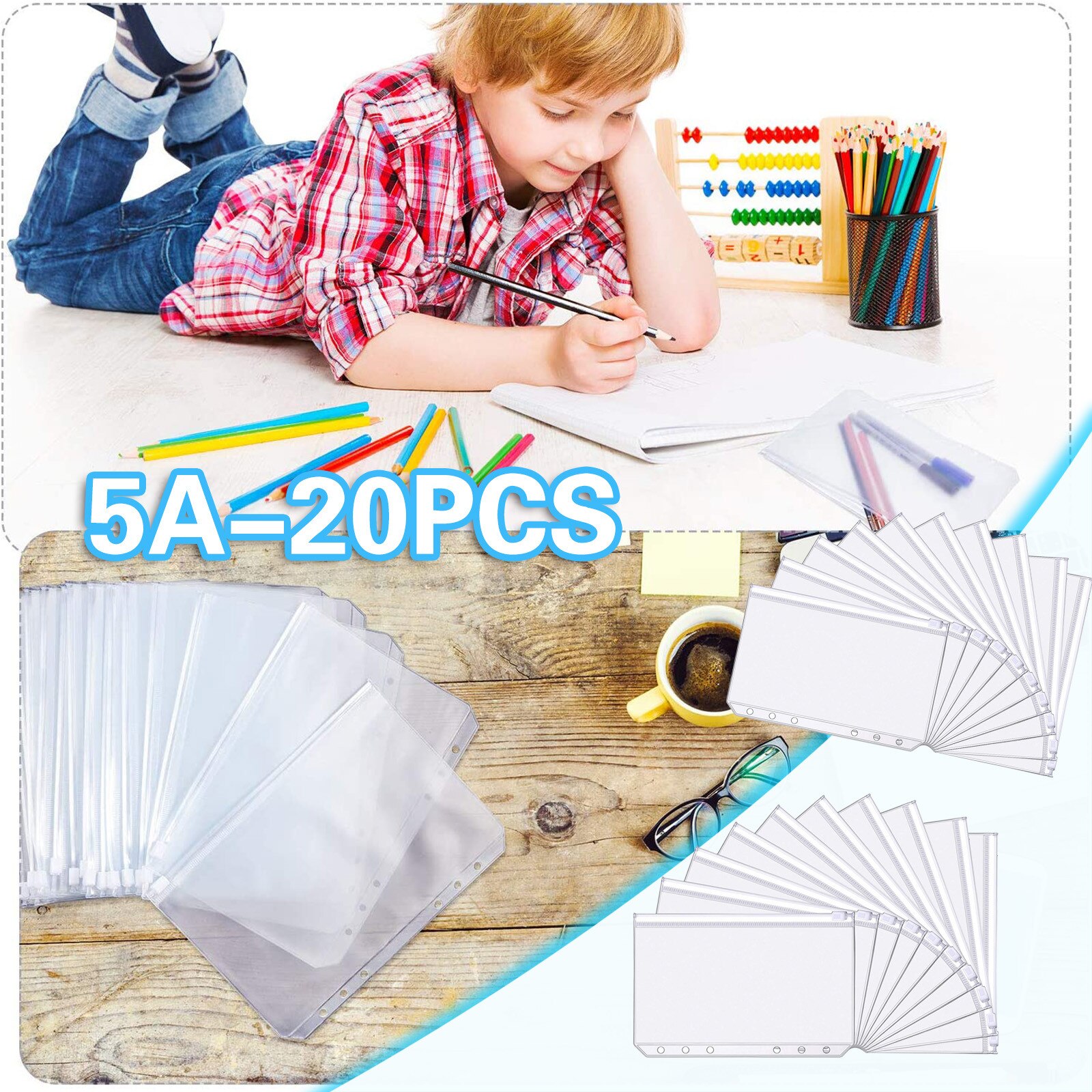 A5 Transparante Zip Lock Envelop Bindmiddel Organisatie Stationery School Office Supply Bestandsmap Waterdichte Losbladige