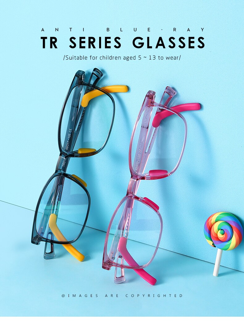 Square Anti Blue Light Kids Glasses Computer Boy Girls Tranparent Flexible Optical Frame Anti Reflective UV400 Eyeglass