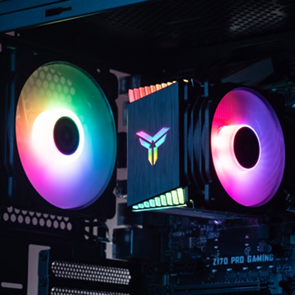 CR1400 PWM 4Pin 12V PC LED Fan Cooling RGB 4 Heat-pipes CPU Cooler Computer Radiator for Intel 1151/1155/AM3/AM4 CPU Cooler