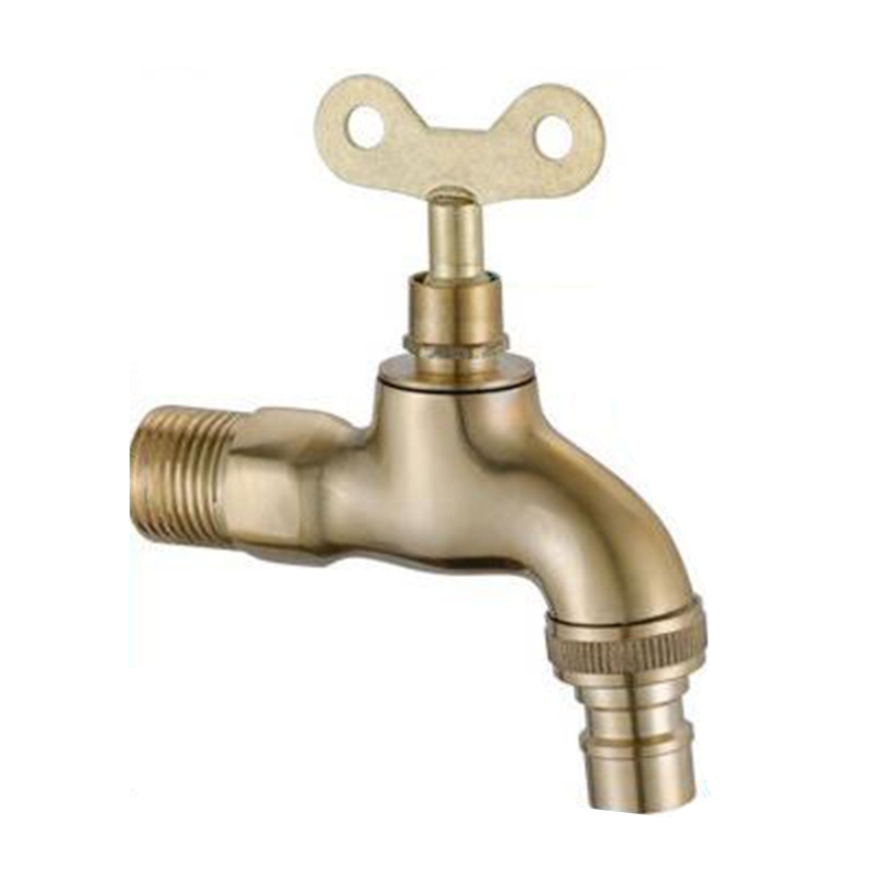 Portable Wash Water Faucet Household Outdoor Home Faucet With Lock Key Faucet Single Tap Anti-theft for Kitchen Outdoor: WHITE