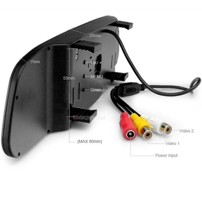 High Resolution HD 5" Inch Car Mirror Monitor 2CH Video Input 800*480 DC Backup Auto Car Parking Monitor
