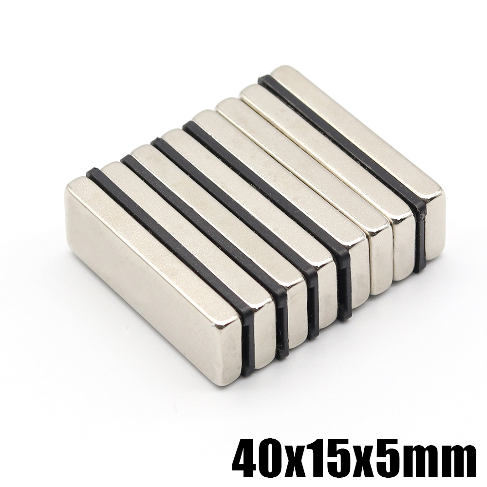 1/2/5/10Pcs 40x15x5 Bloc Aimant Néodyme 40mm x 15mm x 5mm N35 NdFeB Puissants puissants Magnétique Permanent imanes