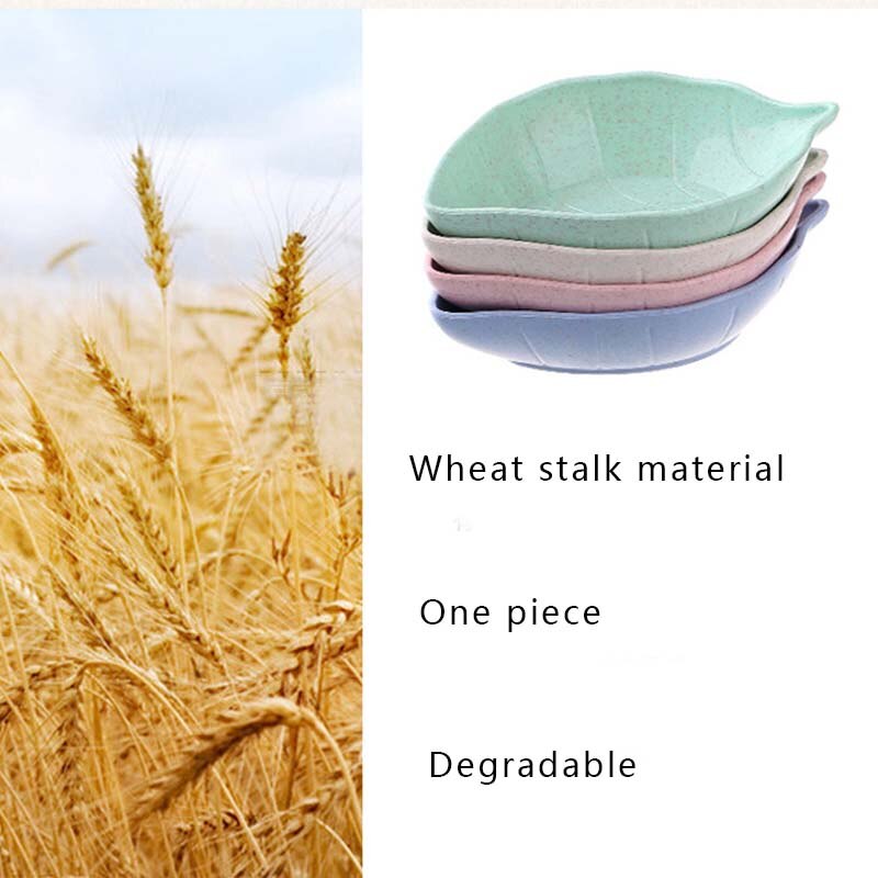 Seasoning Bowl Small Plate Tableware Wheat Straw Plastic Soy Sauce Tray Japanese Multi-Purpose Dishes Mini Pigment Leaf Shaped