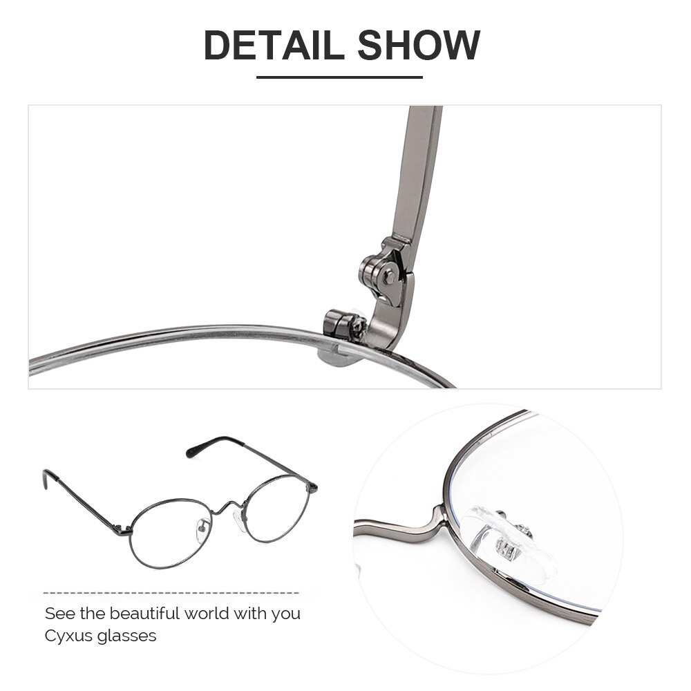 Cyxus Anti lumière bleue ordinateur lunettes Anti-fatigue oculaire bloquant UV400 coréen rond métal cadre lunettes pour femmes hommes 8702