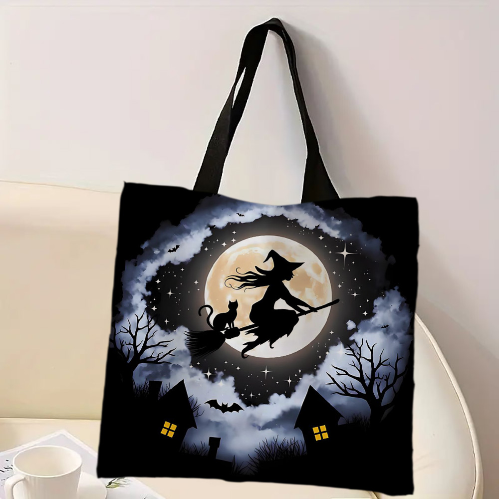Handtas met hekserijthema Boodschappentas Schattige tassen voor buitenreizen Schoudertassen met grote capaciteit Halloween Magisch cadeau: KORAAL