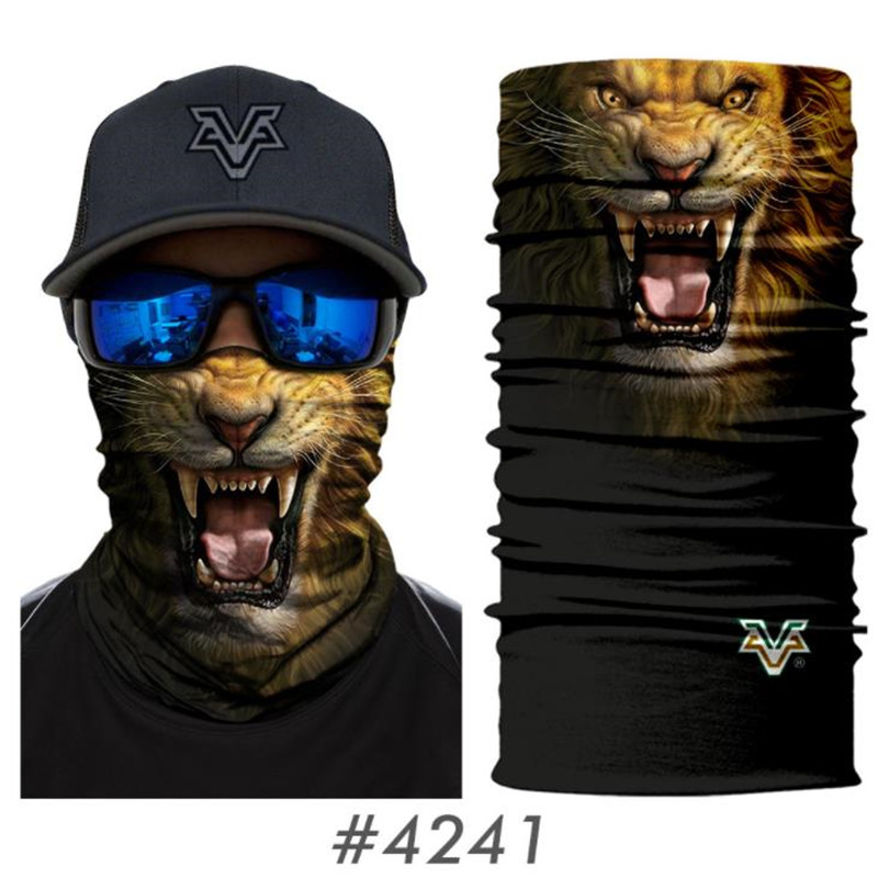 Uv-bescherming Sjaal Mannen Vrouwen Vissen Maskers Fietsen Skiën Bandana Neck Gaiter 3d Schedel Dier Wolf Gezicht Shield Sjaal Balaclava: 4241