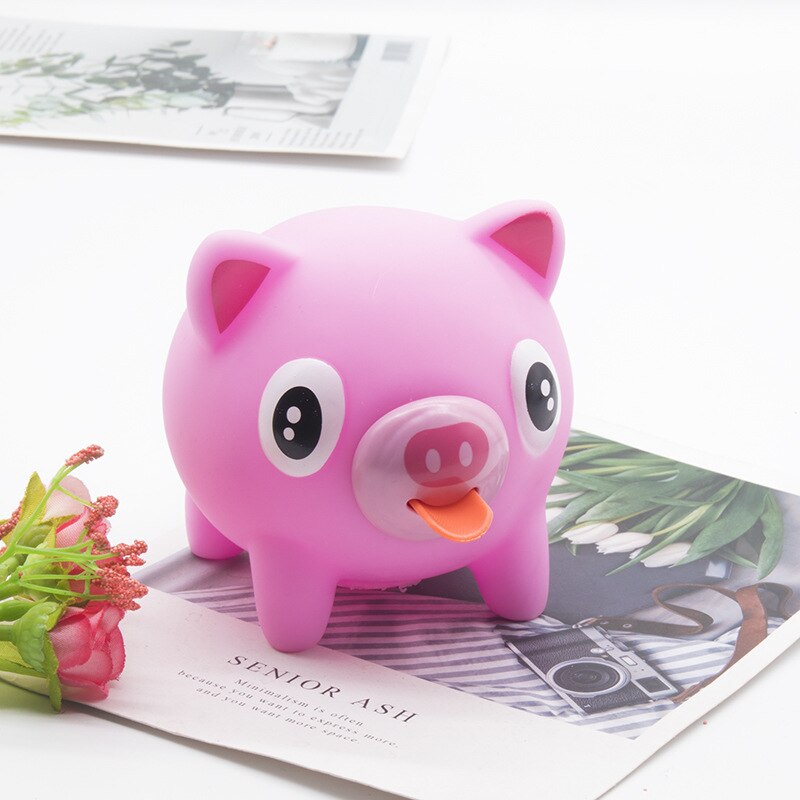 Gritando estresse animal criativo bonito amassar animal engraçado língua para fora alto boneca descompressão respiradouro descompressão artefato brinquedo: Rosa