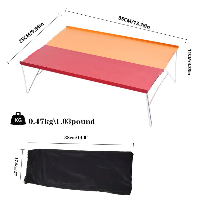 2PCS Folding Table Camping Mini Table Folding Aluminum Alloy Compact Lightweight Mobile Table With a Bag
