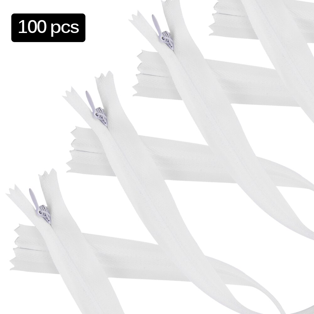 35cm 100pcs White Zipper Nylon Coil Zippers With 20pcs Auto Lock Zipper Slider - Supplies For Tailor Sewing Crafts