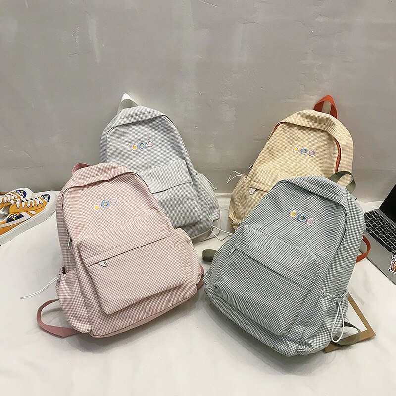Dcimor Plaid Vrouwen Rugzak Vrouwelijke Borduurwerk Schooltas Voor Tiener Meisjes Rugzak Boekentas Mochilas