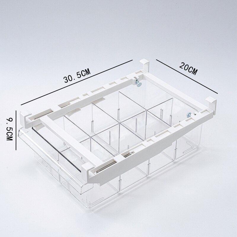 Koelkast Partitie Laag Opslagrek Intrekbare Lade Type Koelkast Organizer Fruit Groentehouder Verstelbare Opbergdoos Space Saver (2sts) Khaki