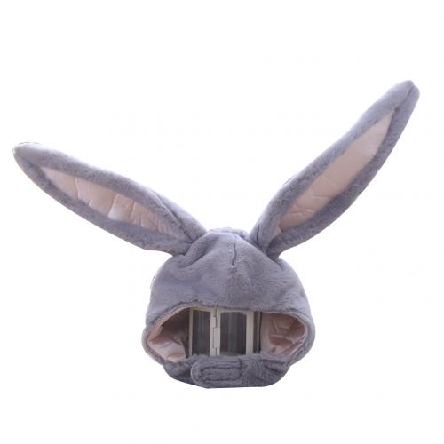 Japanese Cute Plush Funny Eastern Bunny Ears Cap Mask Adult Kids Halloween Party Cosplay Animal Hood Hat Winter Warm Costume: Grandma Grey